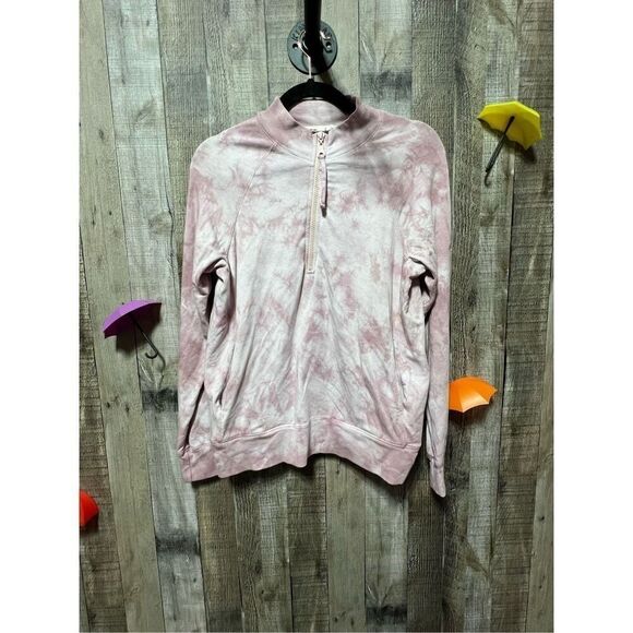 Johnny Was Calme Pink Tie Dye Raglan Half Zip Pullover Size XS - Picture 2 of 5